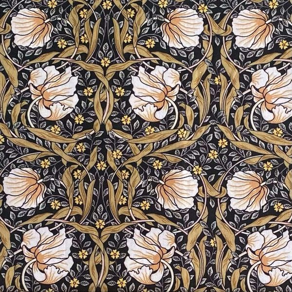 Pimpernel на черном, Моррис, 100% хлопок Handmade Fabrics 1