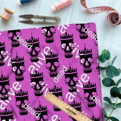 Ткань габардин ядовитые черепа на розовом фоне