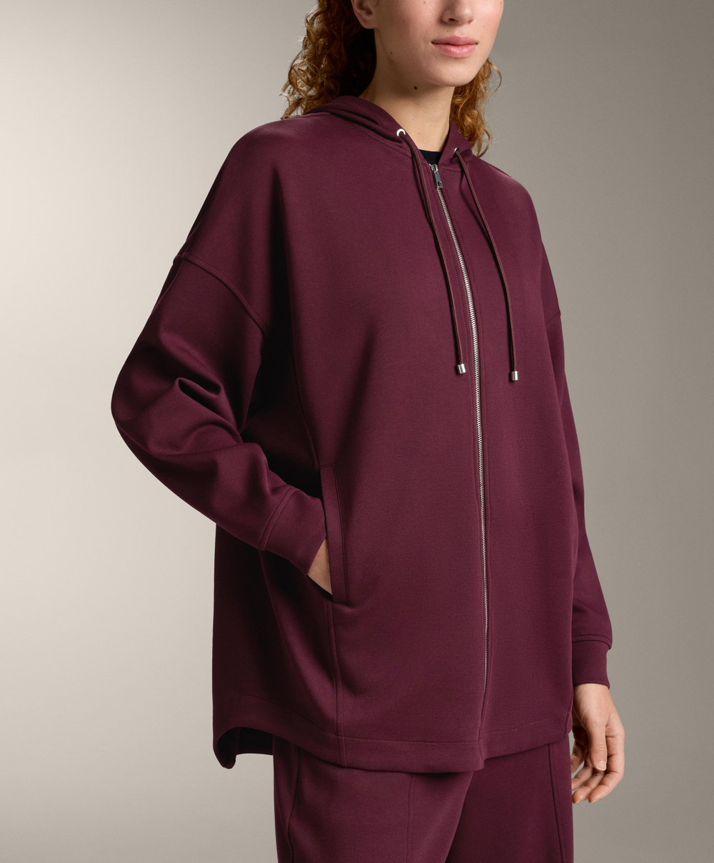 Oysho Куртка-Oversize с капюшоном из пике с хлопком, темно-гранатовый