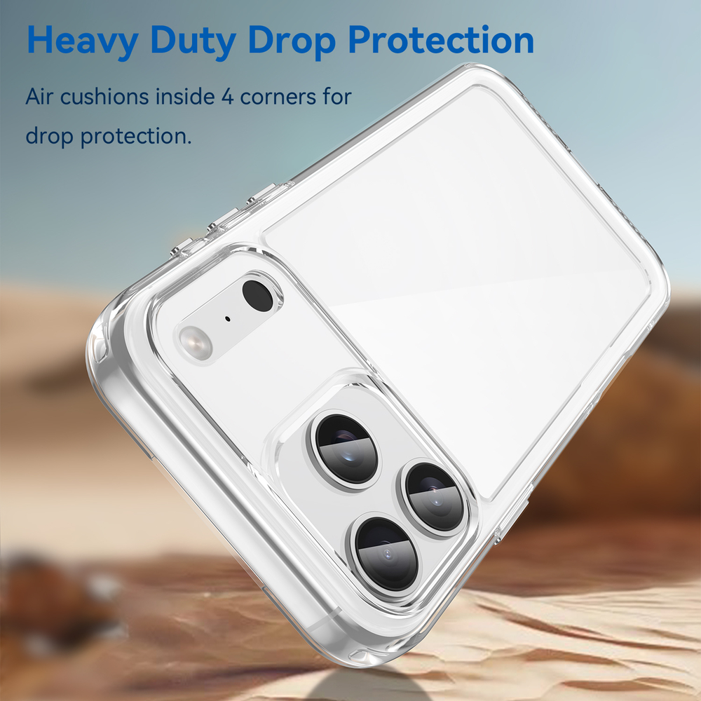 Противоударный чехол для iPhone 17 Pro Max, усиленные прозрачные защитные рамки