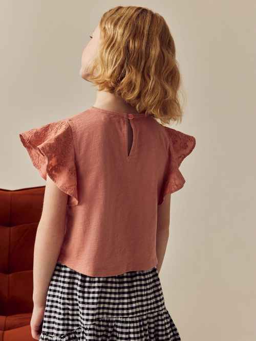 Футболка с вышивкой для девочки Next E45-364, Кирпичный