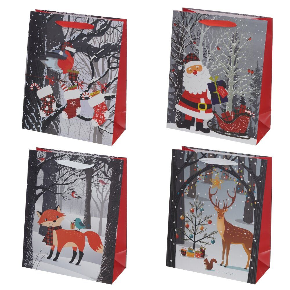 GAEM Пакет подарочный M (бумага 210г/м2, блок 12шт), L26 W12 H32 см, 4в.