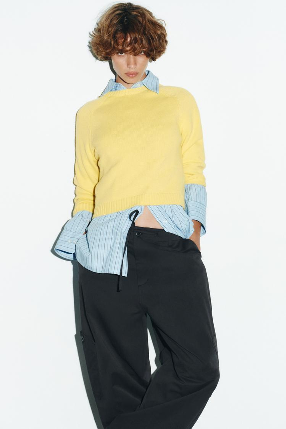 ZARA БАЗОВЫЙ СВИТЕР, ЖЕЛТЫЙ