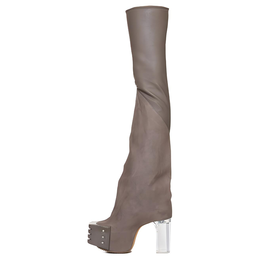 RICK OWENS/RO Over the knee Boots 12cm Women"s Gray