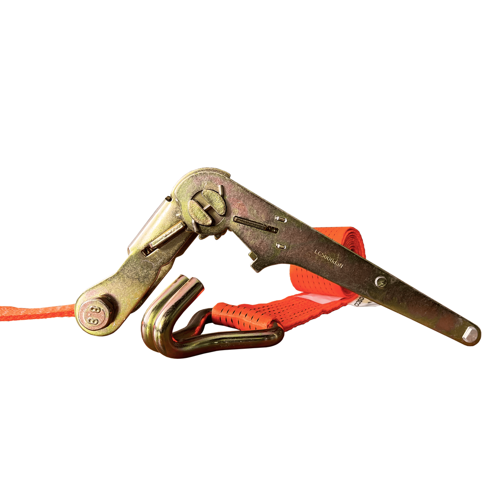 Стяжной ремень с крюками и храповым механизмом