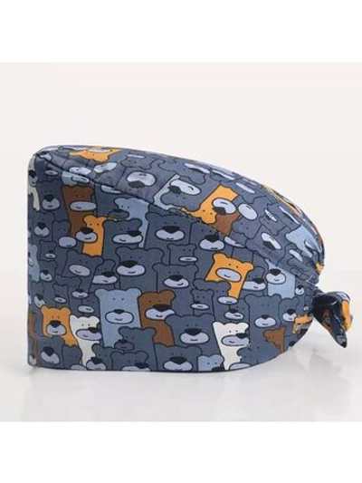 Шапочка медицинская, принт "Медведи", серый