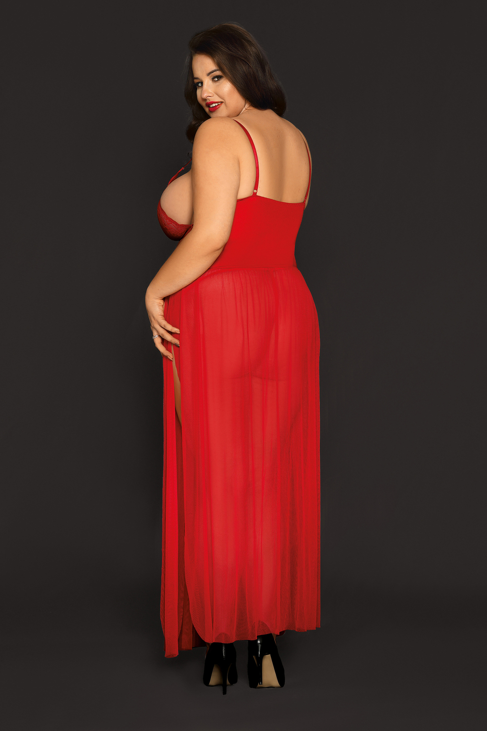 Комбинация и стринги Candy Girl Tabitha красные 2XL