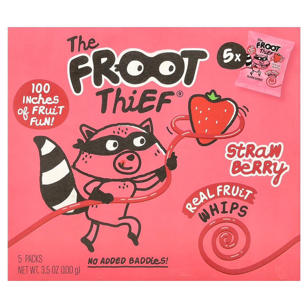 The Froot Thief, Real Fruit Whips, клубника, 5 пакетиков по 20 г (0,7 унции)