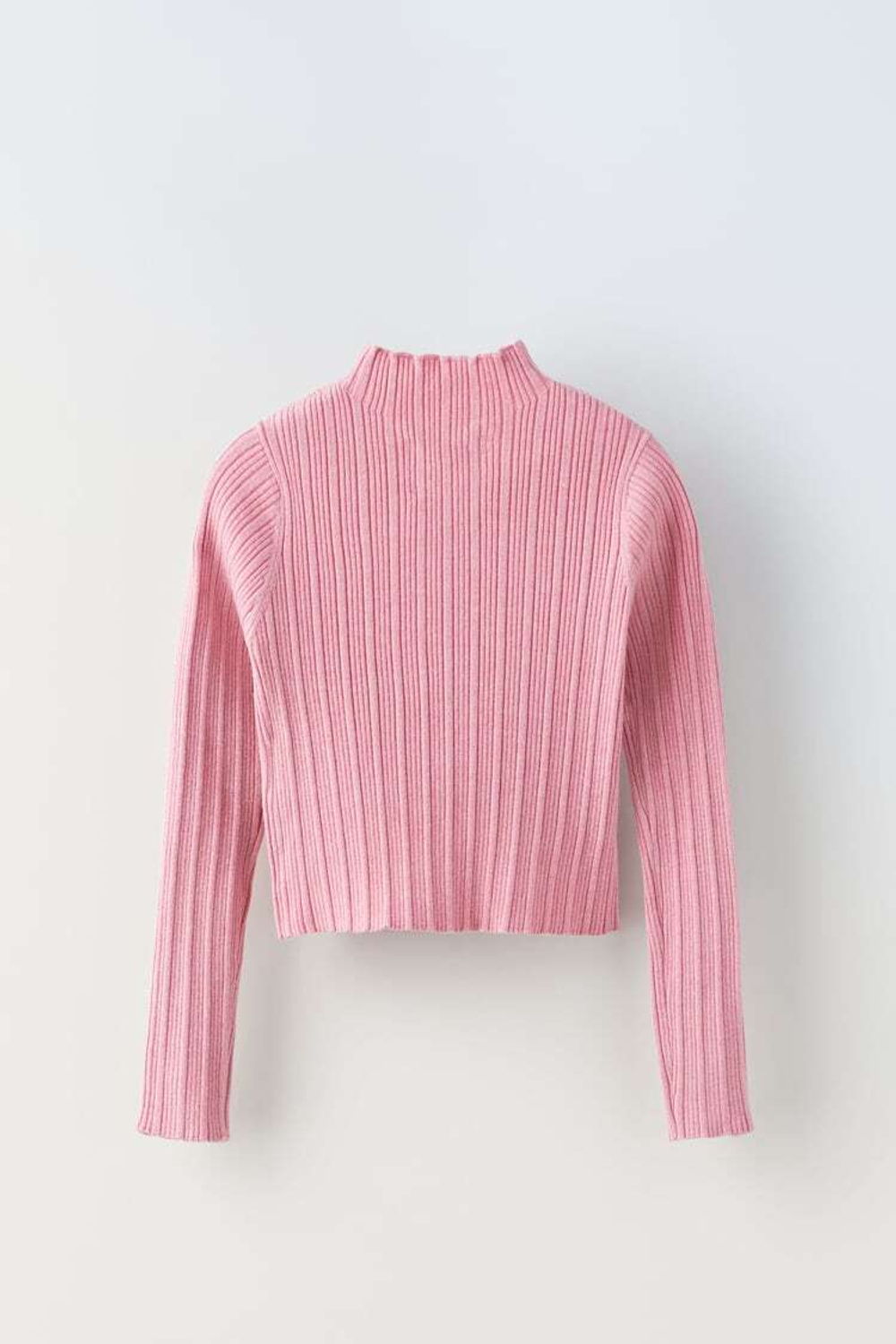 ZARA ТРИКОТАЖНЫЙ СВИТЕР В РУБЧИК, РОЗОВЫЙ