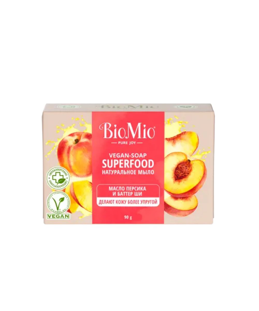 BioMio натур.мыло с маслом персика и баттером Ши 90гр