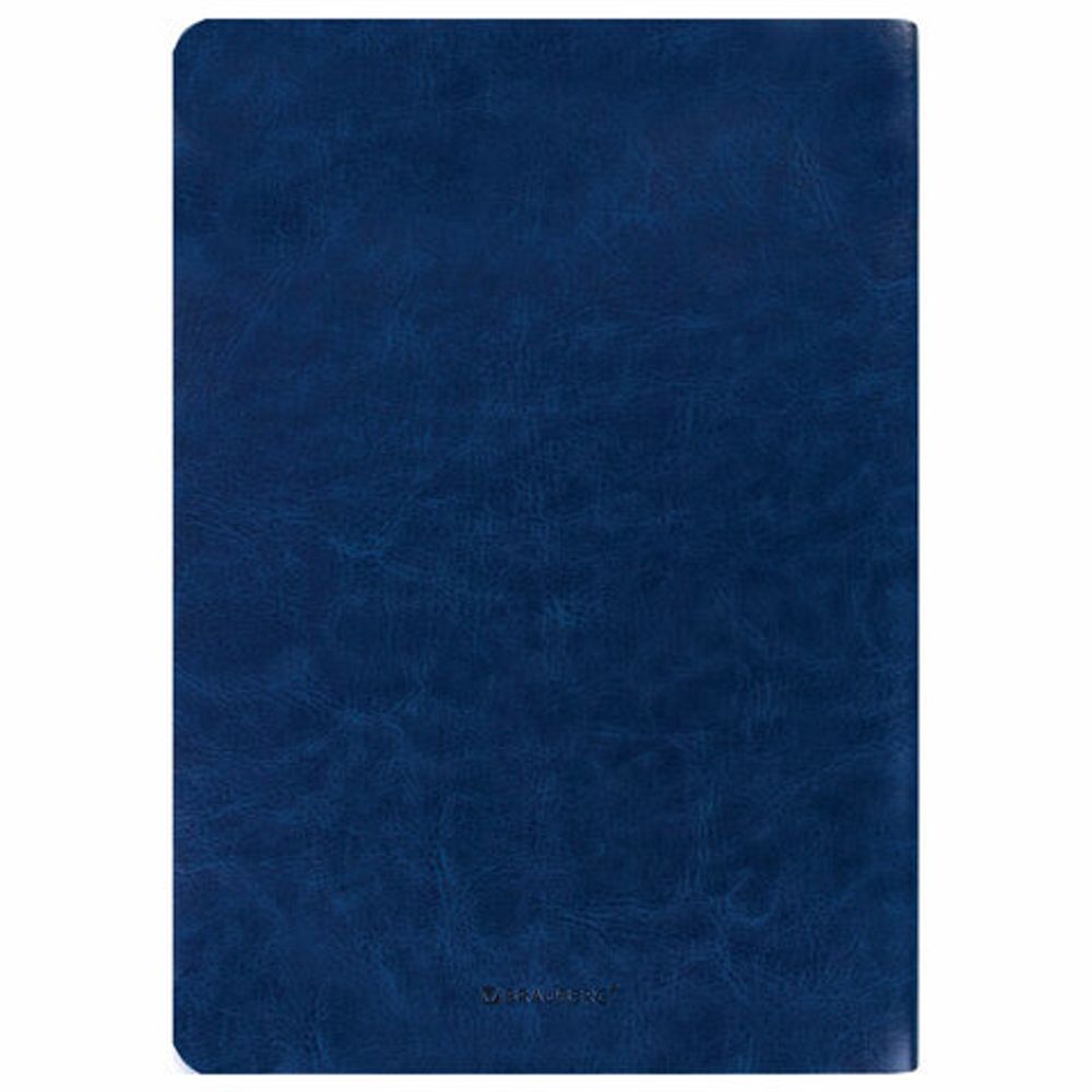 Тетрадь 48 л. в линию обложка гладкий кожзам, сшивка, A5 (147х210мм), ТЕМНО-СИНИЙ, BRAUBERG VIVA, 403894