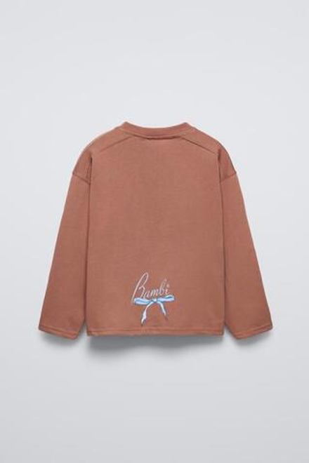 ZARA ЛОНГСЛИВ С ПРИНТОМ BAMBI © DISNEY, КОРИЧНЕВЫЙ