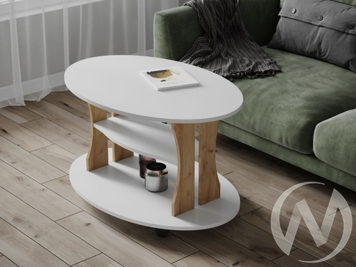 Стол журнальный Консул-1 (белый/дуб крафт золотой)