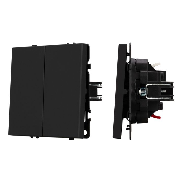 Механизм выключателя двухклавишный непроходной SWT-NOBE-MK02-SFPL-BK (230V, 10A) Arlight 054252