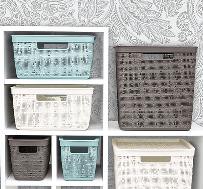 Коробка БЯЗЬ 17л с крышкой квадратная 28×28×28 cм М2327