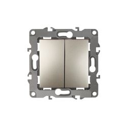 12-1106-04 ЭРА Переключатель двойной, 10АХ-250В, IP20, Эра12, шампань