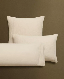 ZARA HOME НАВОЛОЧКА ИЗ ХЛОПКОВОГО МУСЛИНА, ПЕСОЧНЫЙ