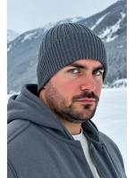 шапка вязаная теплая с отворотом стильная