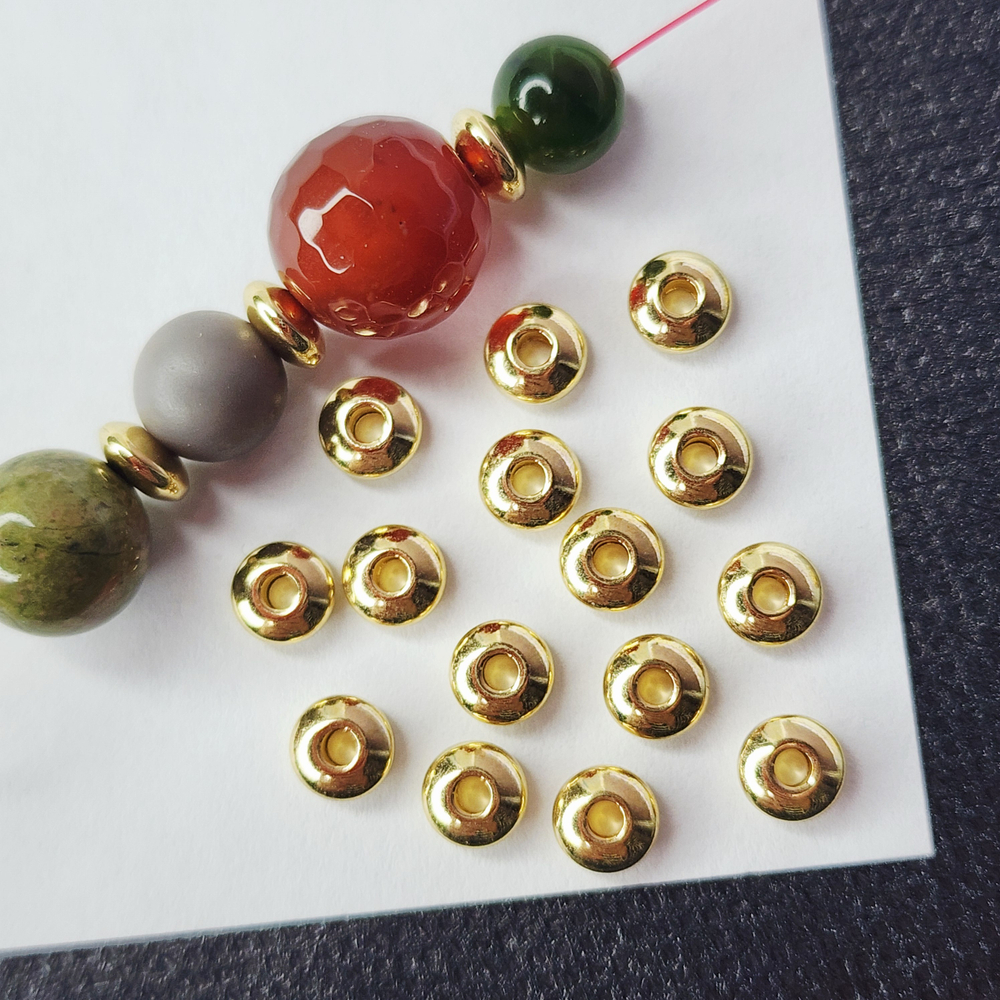 Бусина разделитель, сталь, позолота, золотая проставка, рондель, р-р 6×3мм