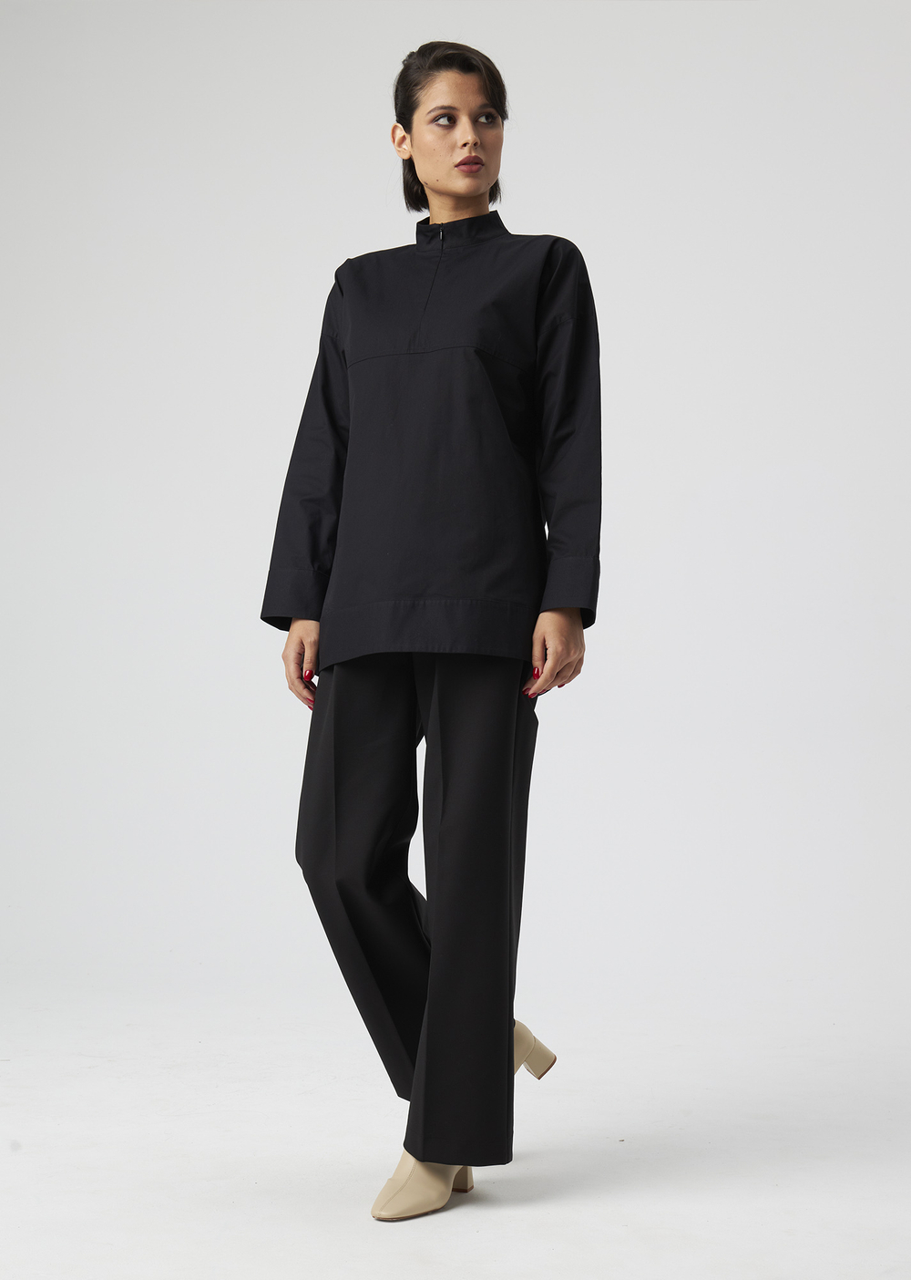 ZIPPERED BLOUSE | L | BLACK