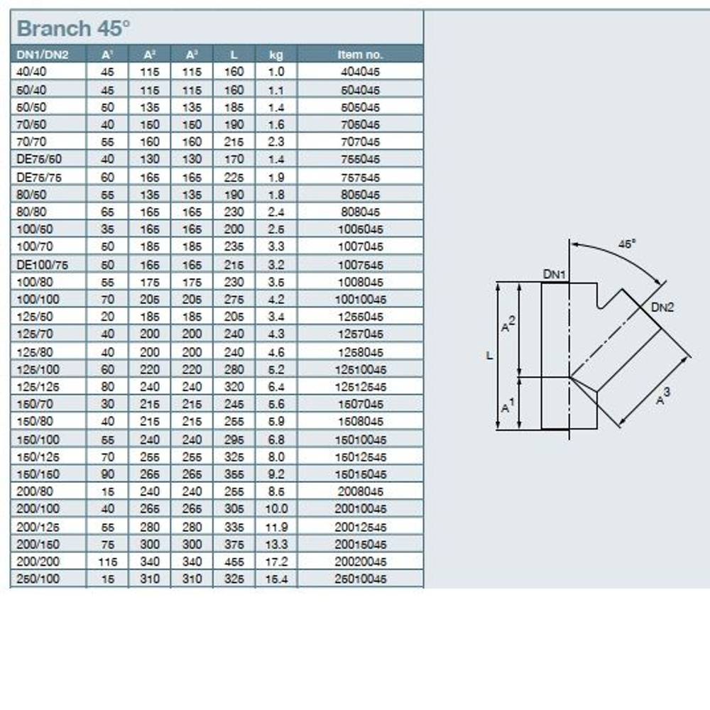 Тройник чугун SML Ду50/50мм 45гр б/растр RSP 505045