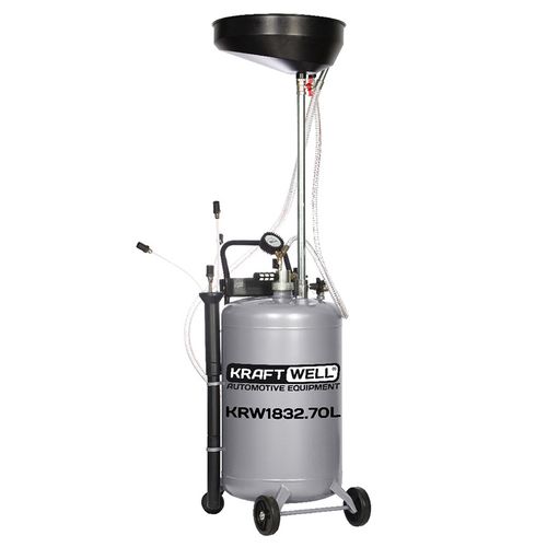 KraftWell (KRW1832.70L) Установка для слива и откачки масла/антифриза с круглой подъемной ванной, мобильная, объем 70 л