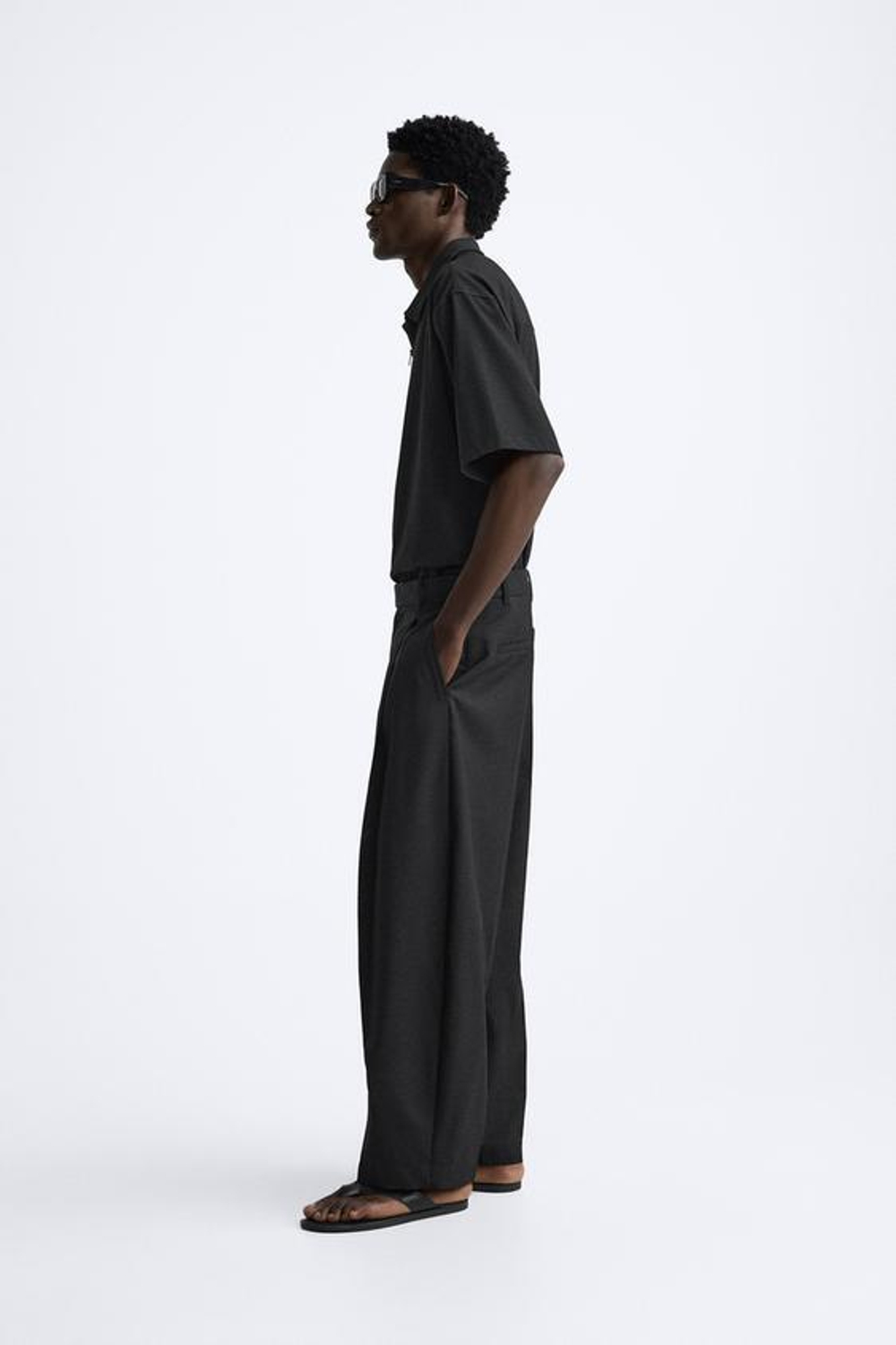 ZARA ПОЛО С МОЛНИЕЙ, ЧЕРНЫЙ