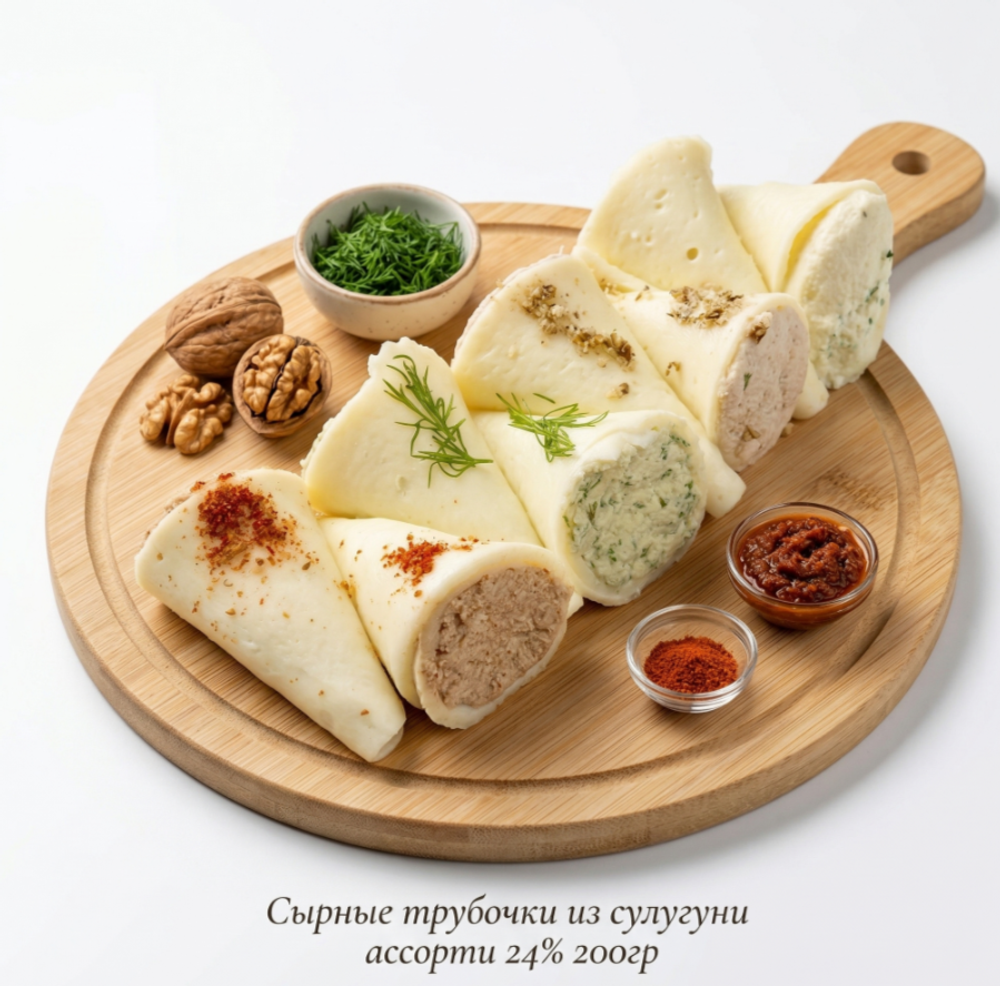 Сырные трубочки из сулугуни ассорти 24% 200гр, КФХ Золотова