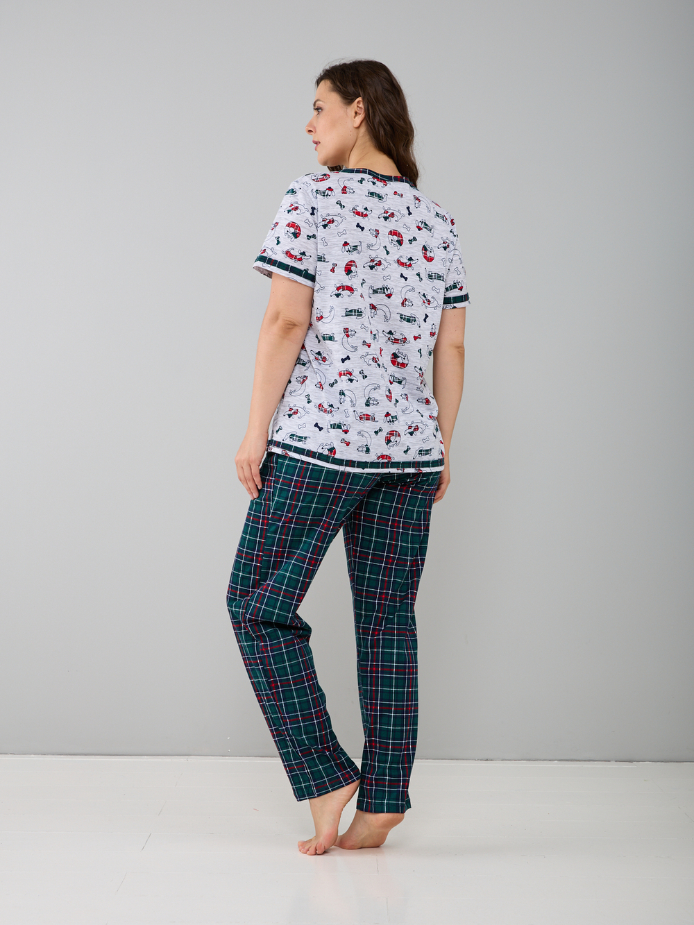 Пижама с брюками КБ-161/собачки-зелклетка