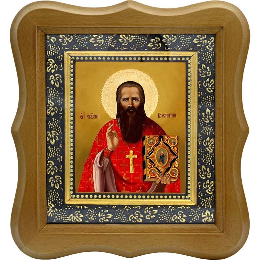 Константин Богоявленский, священномученик, пресвитер. Икона на холсте. В киоте 10 х 12 см.