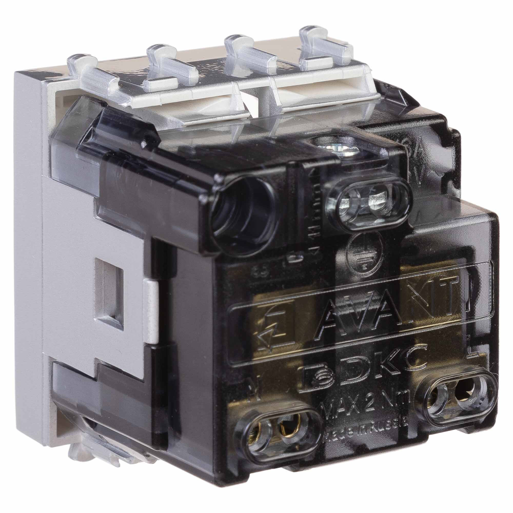 Розетка модульная, 2P+E, с з/ш, "Avanti", "Закаленная сталь", 2 модуля