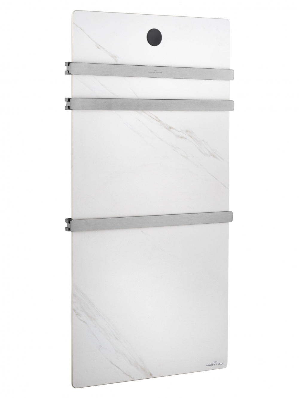 Полотенцесушитель электрический с каменной плитой Белый мрамор WONZON & WOGHAND STUTTGART, Брашированный никель (WW-A503-BR)