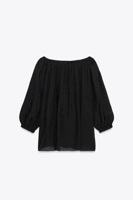 ZARA ТОП С ОТКРЫТЫМИ ПЛЕЧАМИ — ZW COLLECTION, ЧЕРНЫЙ