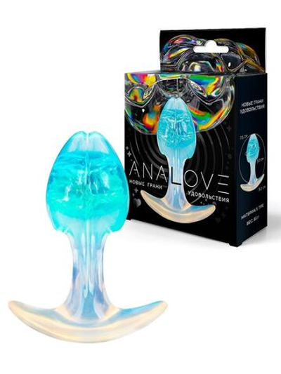 Голубоватая анальная пробка - 8,2 см. (Цвет: разноцветный)