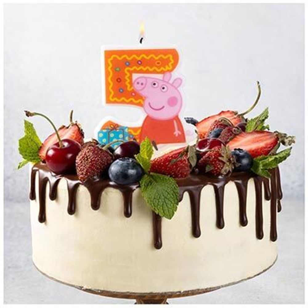 Свеча Цифра 5, Свинка Пеппа, 8см