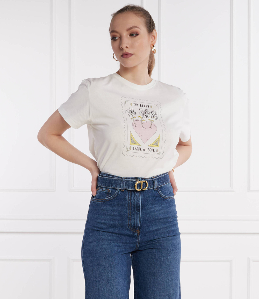 Футболка PINK HEART TWINSET - белый(241TT2412)