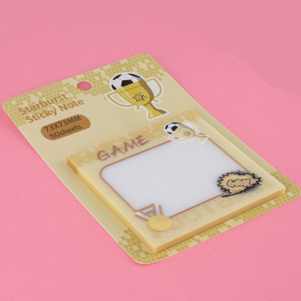 Прозрачные стикеры для заметок с клеевым краем, Alingar, 73 х 73 мм, 50 л., покрытие starlight touch, "GAME", жёлтый, водонепрониц., европодвес
