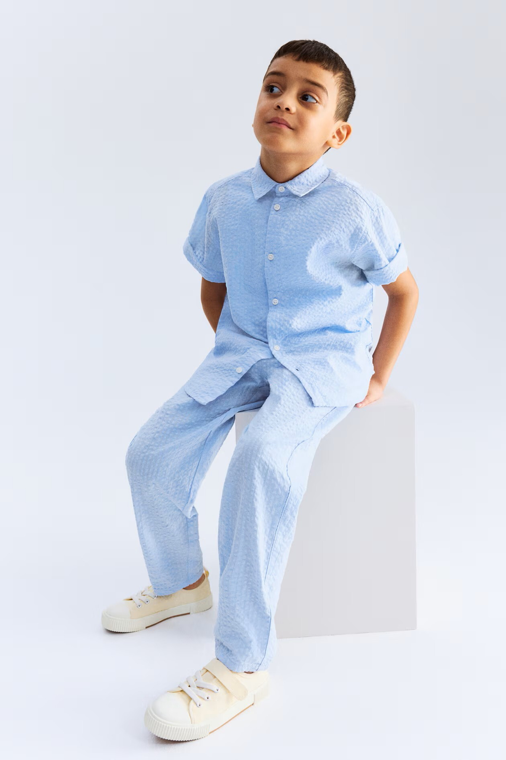 H&M Хлопковые брюки, светло-голубой