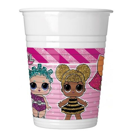 РАСПРОДАЖА Стаканы пластиковые Куклы ЛОЛ 200мл 8 шт.