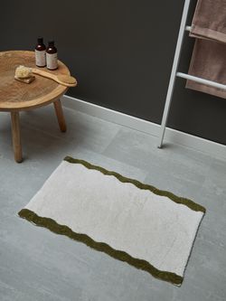 Коврик для ванной с кантом оливкового цвета из коллекции Trendy Ruffles, 50x80 см