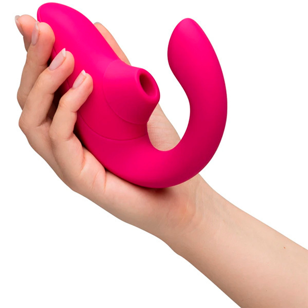 Малиновый вибратор 13,9см с вакуумным стимулятором Womanizer Blend Vibrant Pink WZBD1SG5