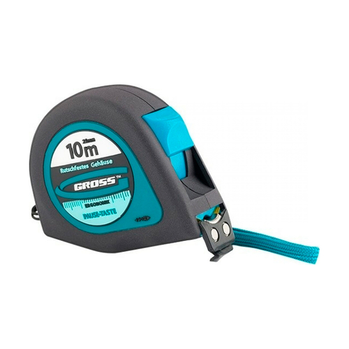 Рулетка Gross Ergonomisch, магнитный зацеп, обрезиненная, 10 м x 25 мм