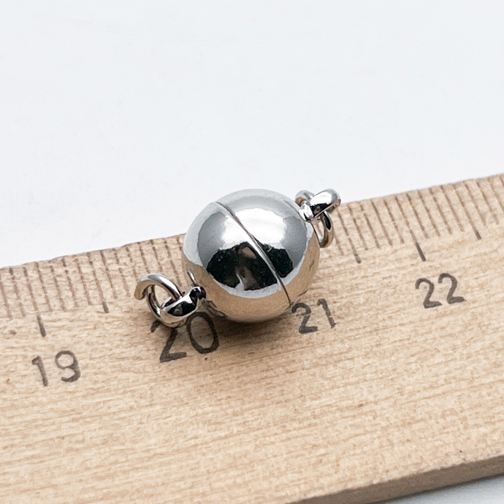 Замок магнитный, цвет серебро (родий), размер 16*9,5 мм, цена за 1 шт