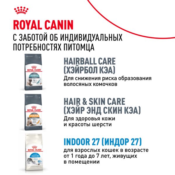 Сухой корм Royal Canin Indoor Long Hair для взрослых длинношерстных кошек, живущих в помещении