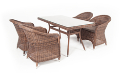 "Латте–140 R" обеденная группа плетеная, цвет коричневый