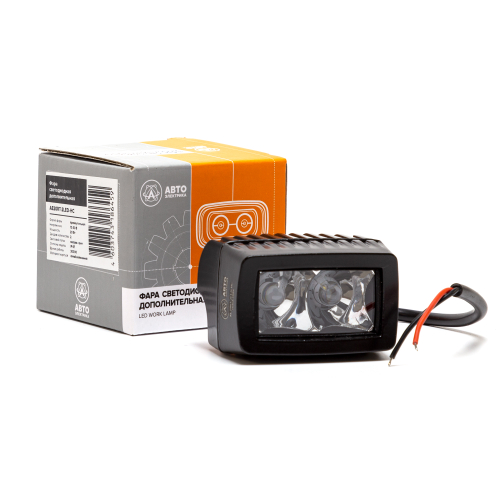 Фара светодиодная дополнительная, прямоугольная 75*61*48, направленный свет, 2 диода, крепление по центру, 20 Вт, 10-30 В
