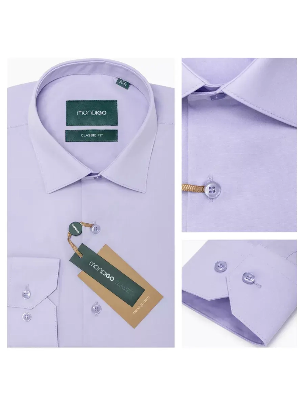 Рубашка классическая CLASSIC FIT с длинным рукавом, лавандовая