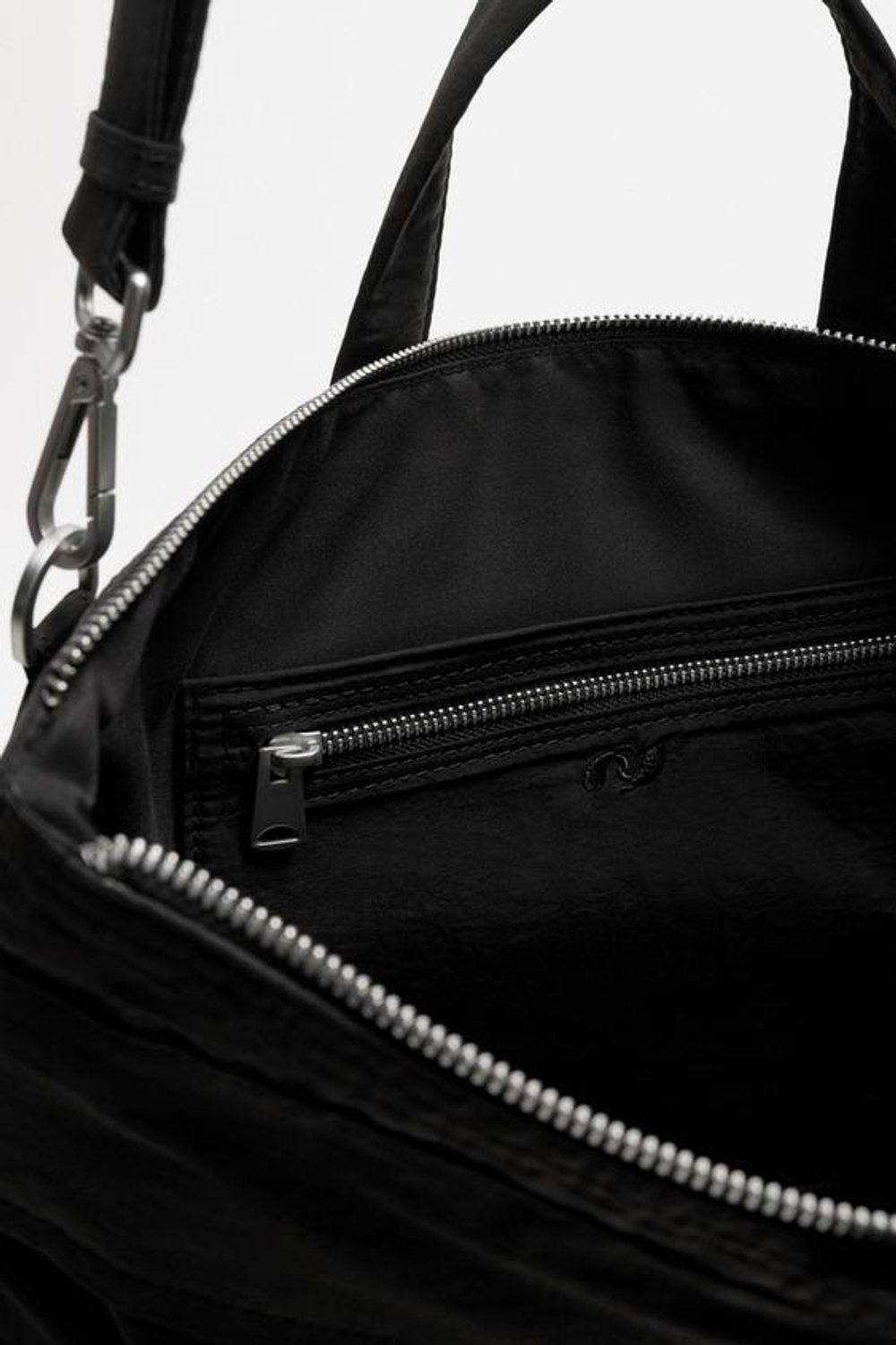 ZARA НЕЙЛОНОВАЯ СУМКА-ШОПЕР, ЧЕРНЫЙ