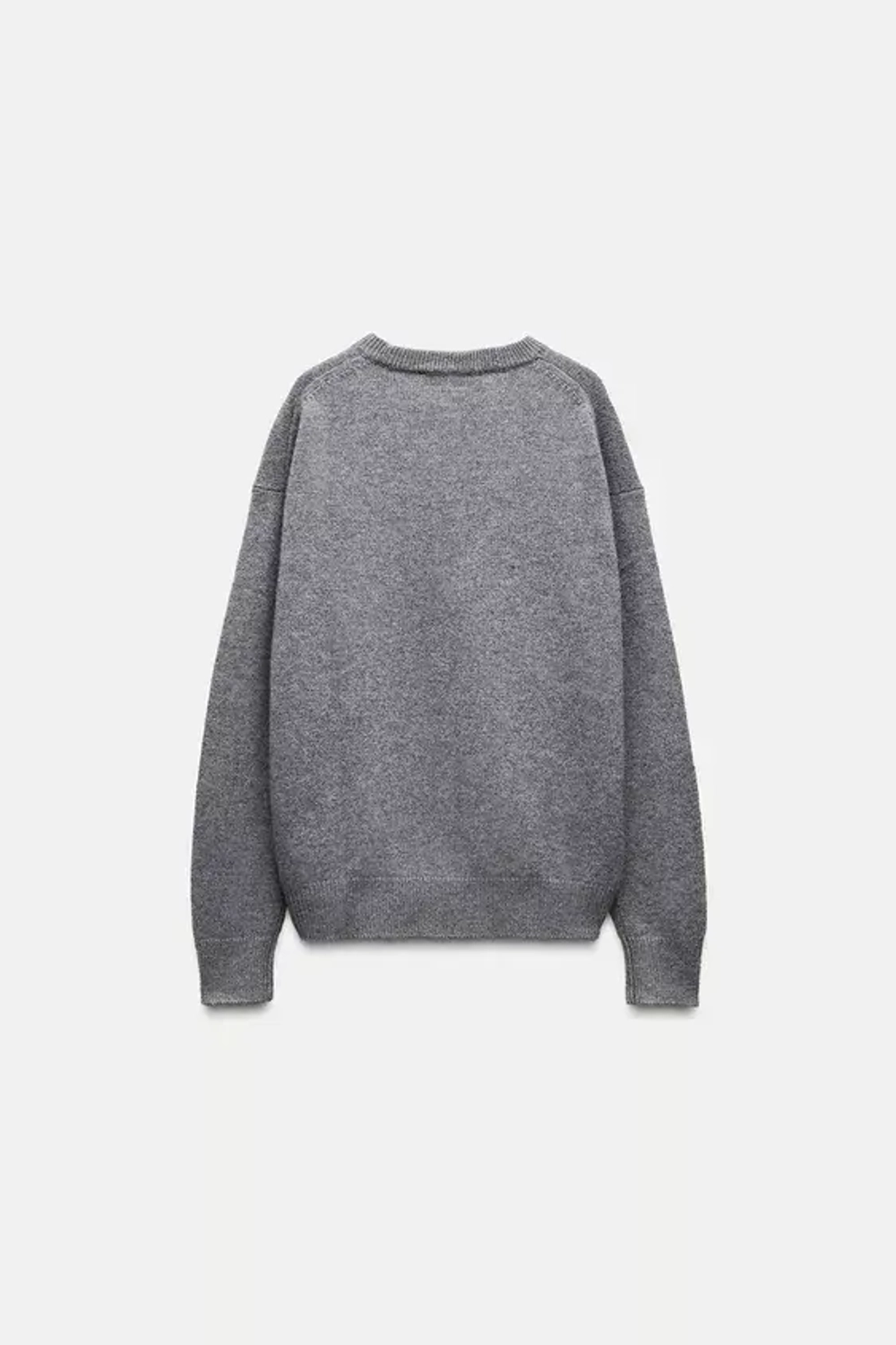 ZARA ОДНОТОННЫЙ СВИТЕР ИЗ 100% КАШЕМИРА, СЕРЫЙ