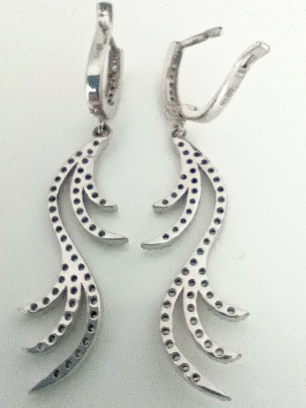 Серьги с подвесками "Эстерелла", серебро 925 пробы, родированные, с фианитами/Ф